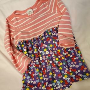 Long sleeve floral and striped dress